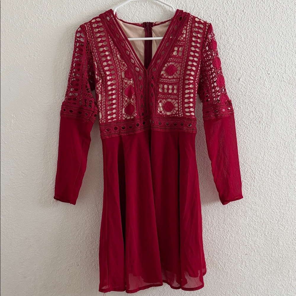 Elegant Red Lace Dress